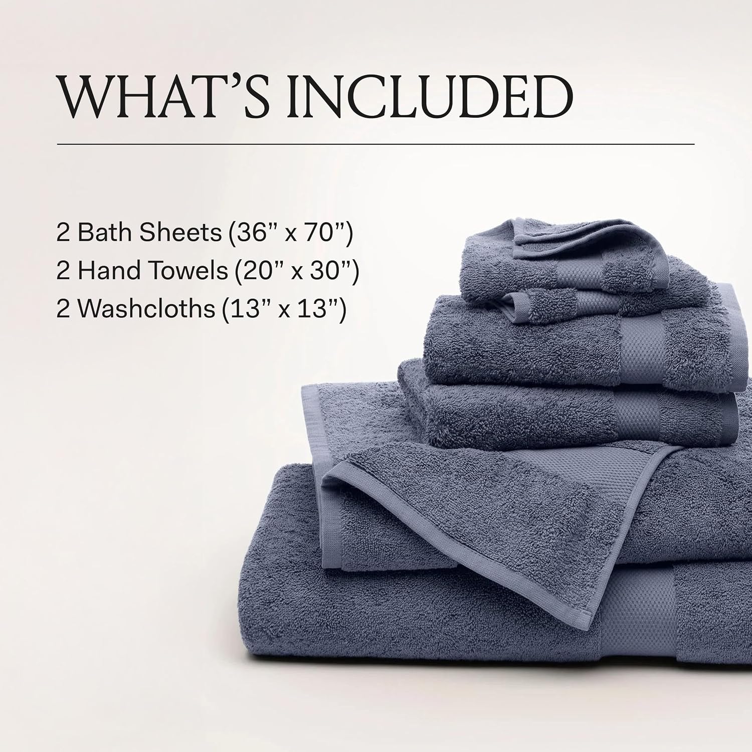 BOLL & BRANCH Plush Bath Sheet Set - Stone - 6 Piece - Includes 2 Oversized Bath Sheets, 2 Hand Towels & 2 Washcloths - 100% Organic Cotton - Ultra Soft & Luxurious - Quick Absorbing