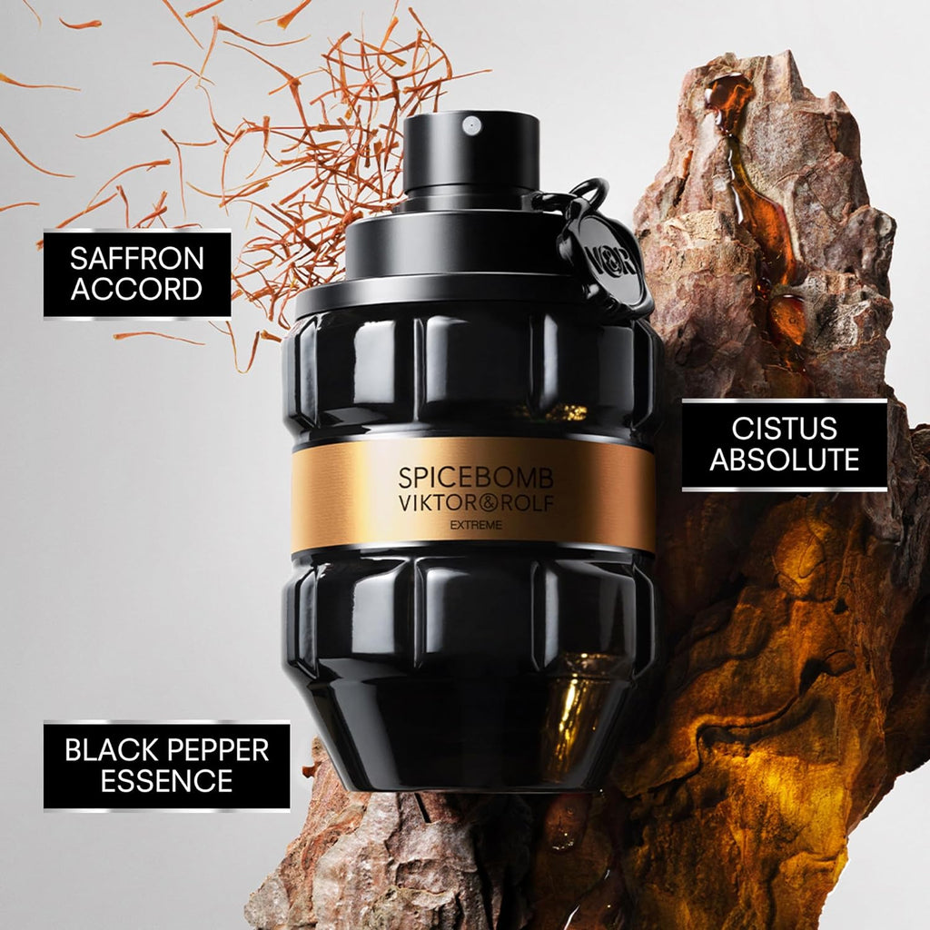 Viktor&Rolf - Spicebomb Eau de Toilette Extreme Men's Cologne Set - Woody & Spicy - With Notes of Citrus & Tobacco - 3 Fl Oz & 0.3 Fl Oz