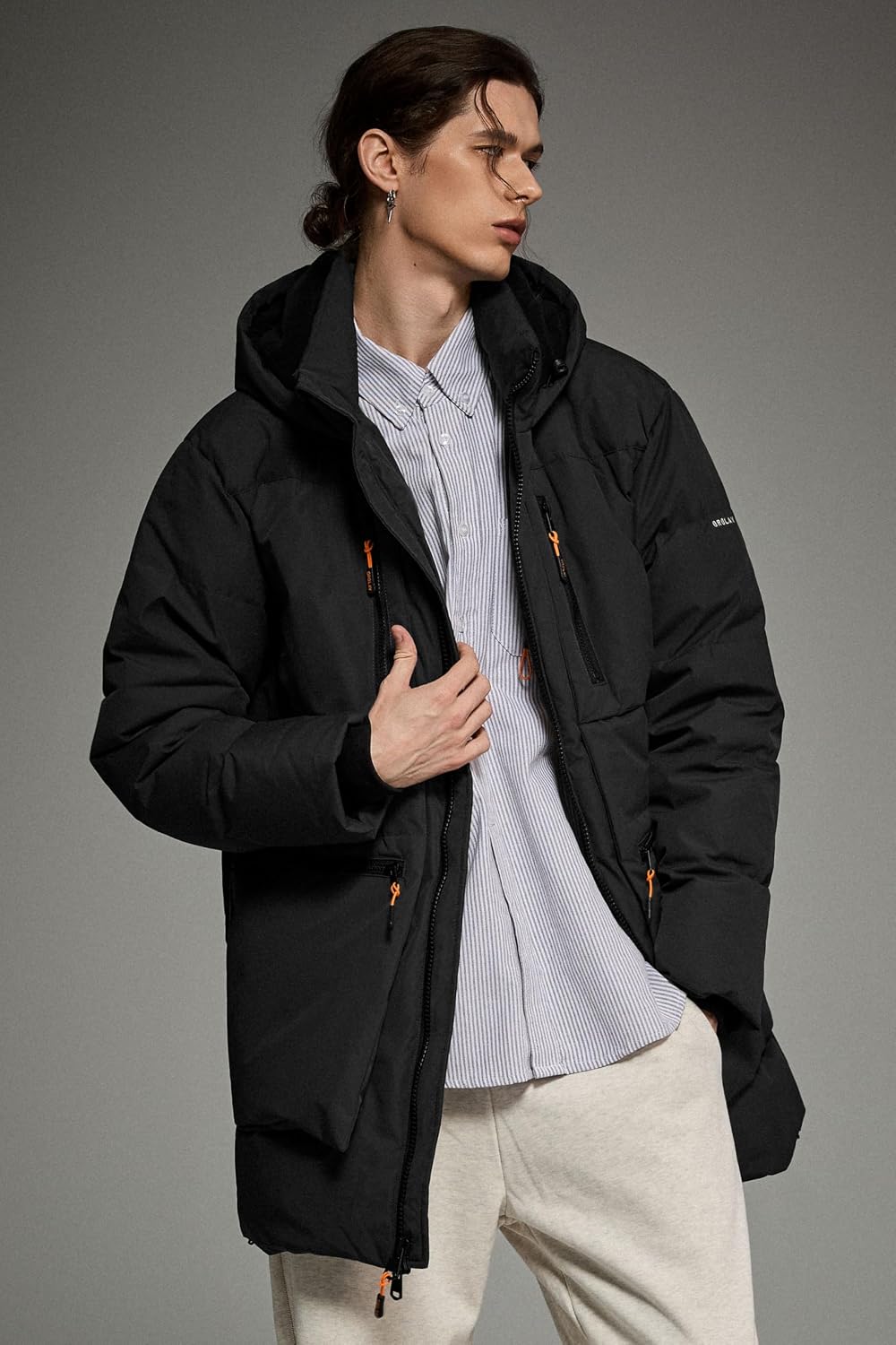 Orolay Men's Thickened Down Jacket Hooded Winter Puffer Jacket with 6 Pockets