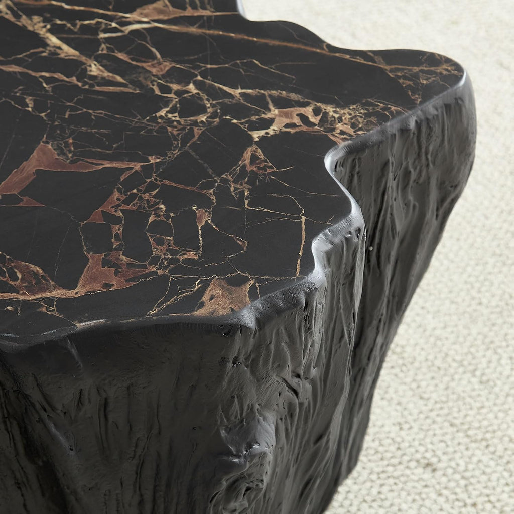 WILLIAMSPACE 48.62' Irregular Coffee Table with Tree Root Design for Living Room, Modern Luxury Fiberglass Center Table with Unique Shape, Accent End Tea Table for Apartment, No Need Assembly (Black)