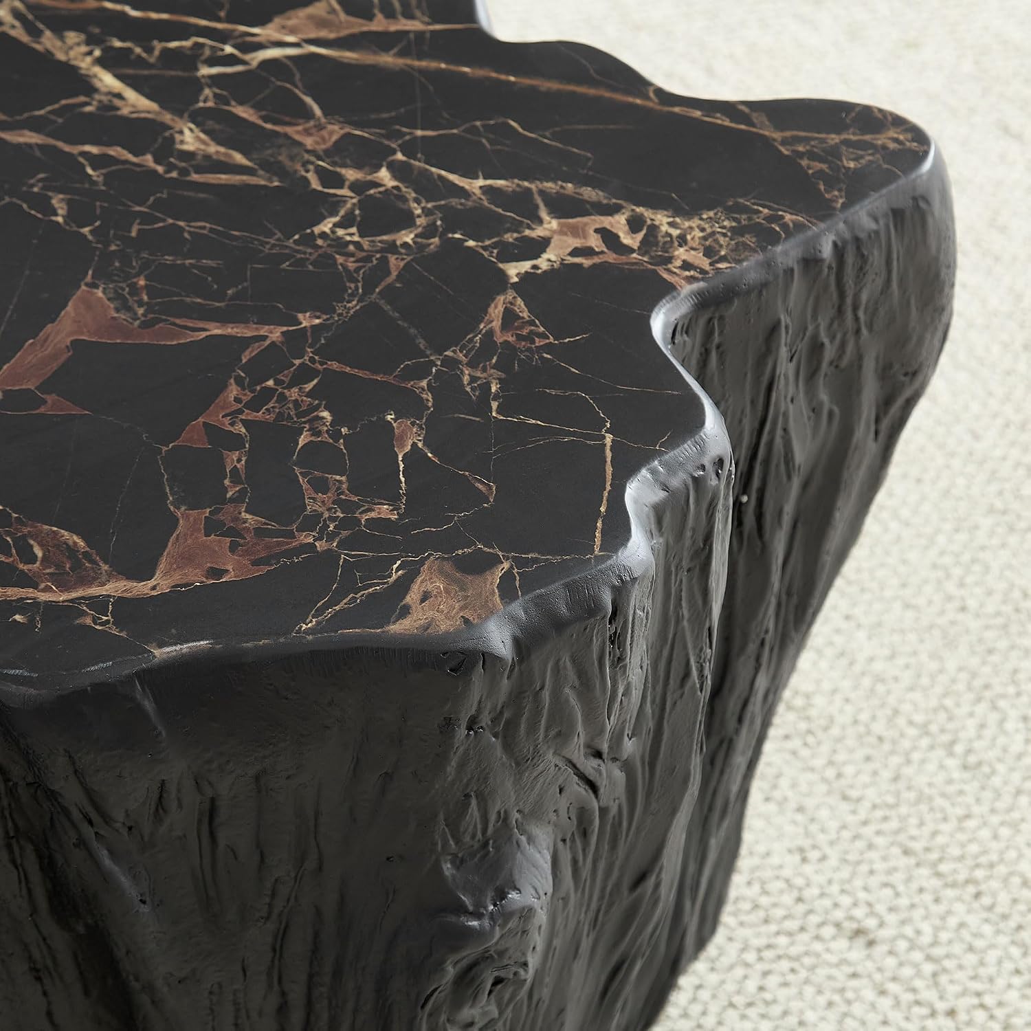 WILLIAMSPACE 48.62' Irregular Coffee Table with Tree Root Design for Living Room, Modern Luxury Fiberglass Center Table with Unique Shape, Accent End Tea Table for Apartment, No Need Assembly (Black)