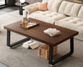 HSH Rustic Walnut Coffee Table, 39' Mid Century Modern Center Table, Rectangle Industrial Living Room Coffee Table, Simple Farmhouse Wood and Metal Tea Coffee Tables for Home Bedroom, Walnut, 39 in