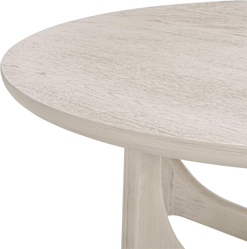SAFAVIEH Furniture - Sasha Wood Coffee Table - White Washed - Wood - Modern Round Design - Ideal for Living Room, Family Room, Lounge, 40'W x 40'D x 17.5'H (SFV2128A)