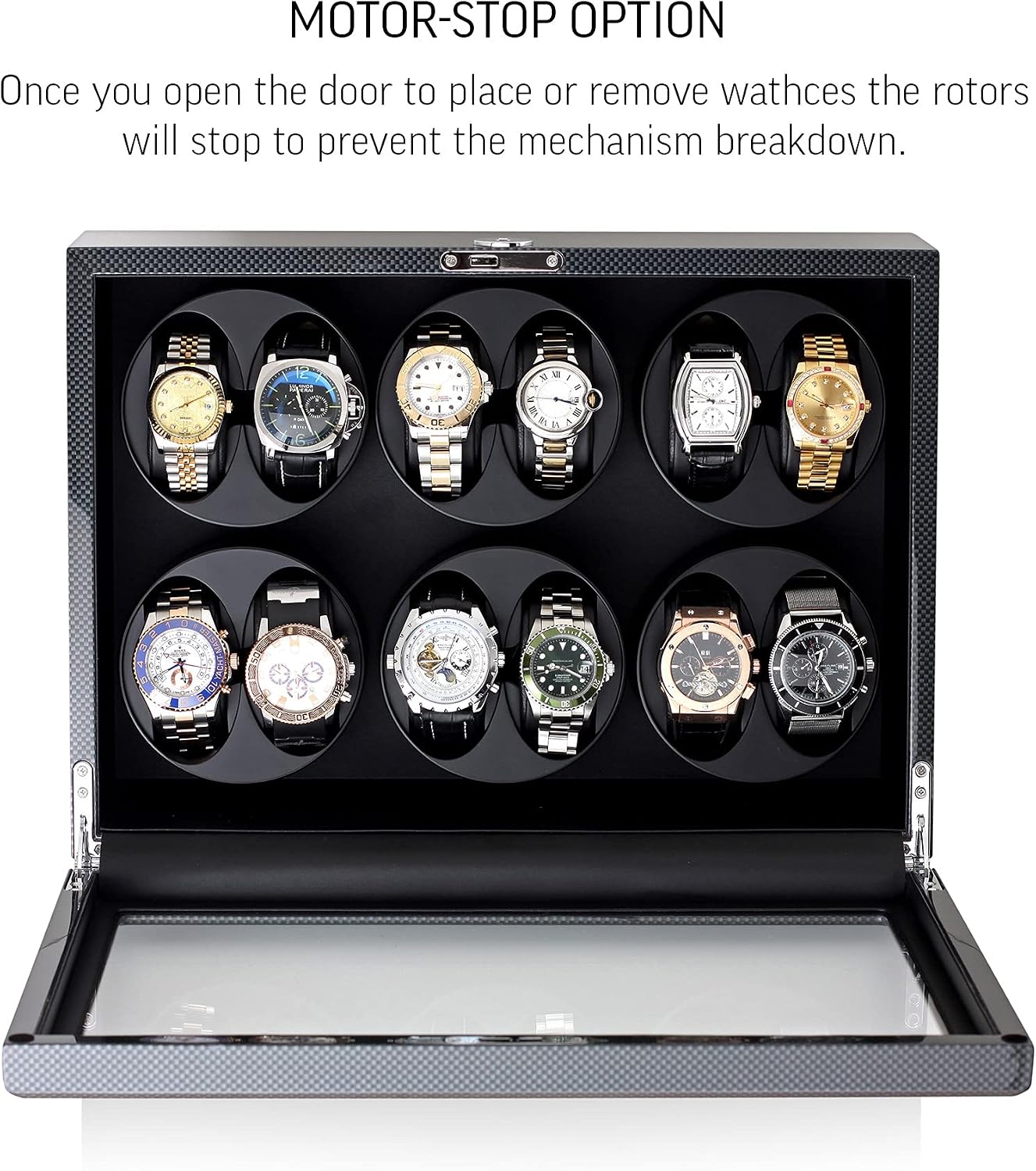 12 Watch Winder for Automatic Watches with Motor-Stop and Battery Option