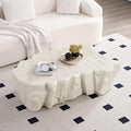 WILLIAMSPACE 48.62' Irregular Coffee Table with Tree Root Design for Living Room, Modern Luxury Fiberglass Center Table with Unique Shape, Accent End Tea Tables for Apartment, No Need Assembly (Beige)