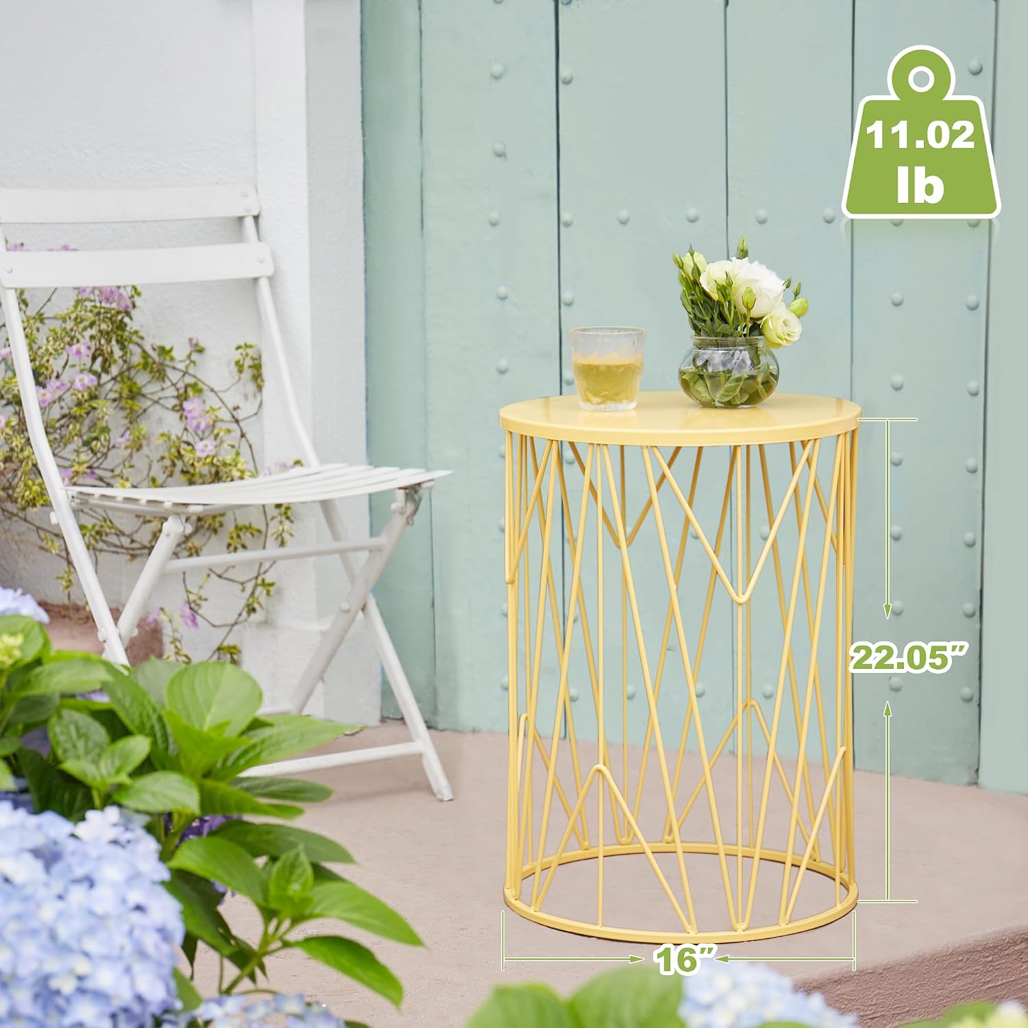 HFHOME Set of 3 Heavy-Duty Round End Table, Side Table, Coffee Table for Indoor Multifunctional Use, Outdoor Decorative Garden Stool Plant Stand-Yellow