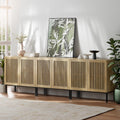 BVIUNTWO Buffet Cabinet with Storage,Set of 3 Farmhouse Console Table with Metal Base and Adjustable Shelves,Sideboard Coffee Bar Cabinet with 6 Doors for Dining Room,Living Room,Oak