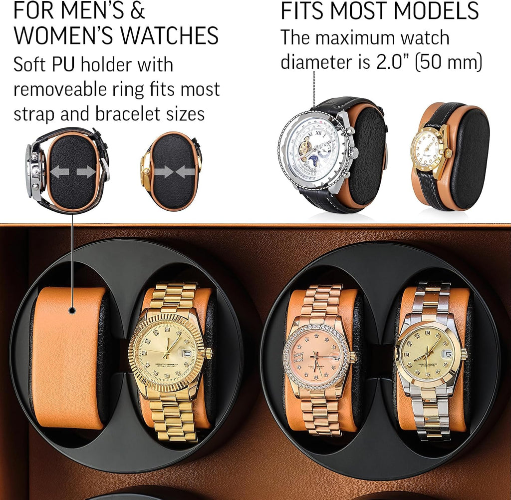 TIMECUBE 12 Watch Winder with 6 Storage Slots, LED Light and Automatic Motor-Stop
