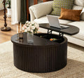 Fsbecl Round Lift Top Coffee Table with Storage, 31.6'' Modern Coffee Tables for Living Room, Fluted Wood Center Table for Office, Small Space (Black)