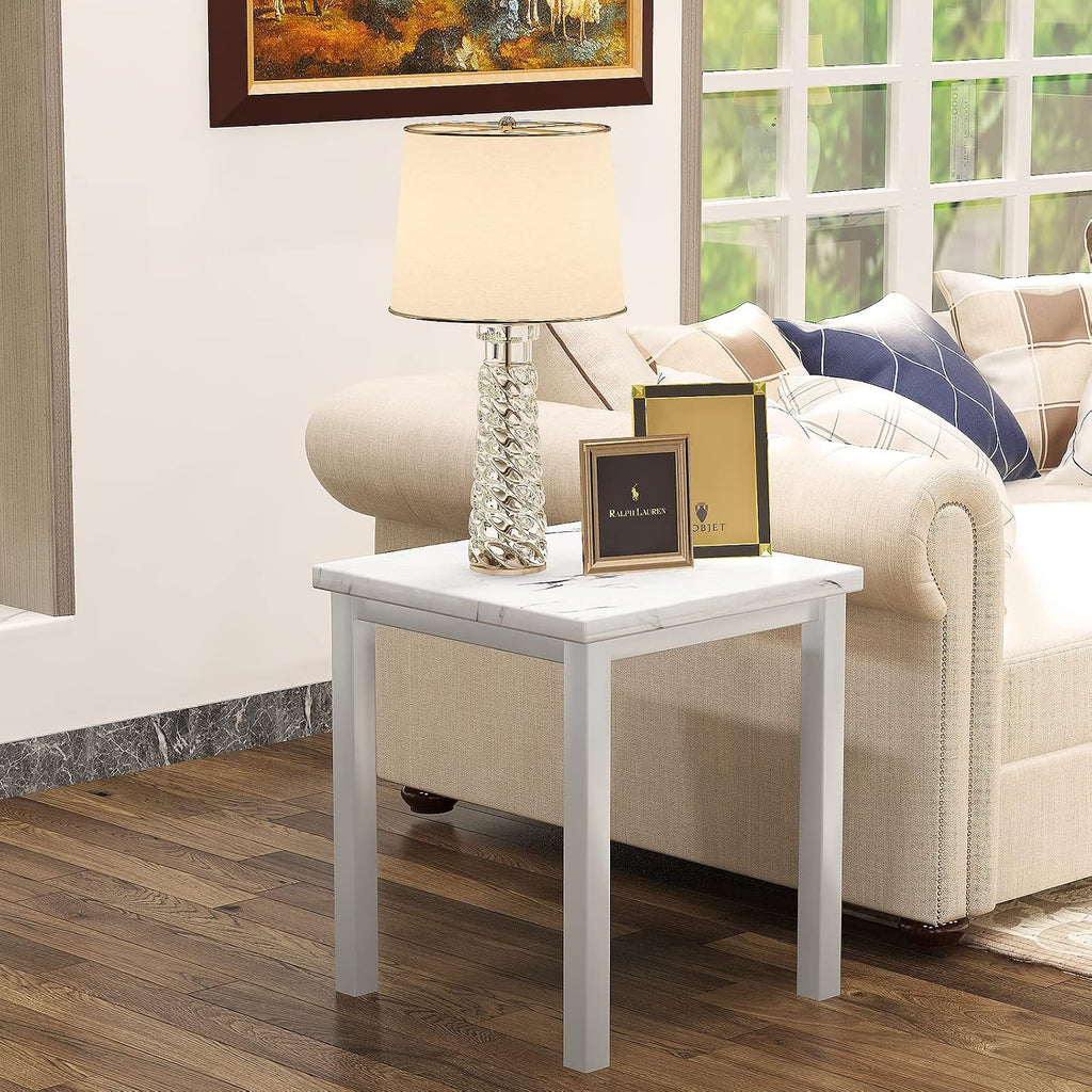 DKLGG Faux Marble Coffee Table Set of 3 Piece, Living Room Table Set Coffee Table & 2pcs End Table with Metal Frame Sofa Side Tables Perfect for Living Room Apartment Accent Furniture