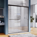 SUNNY SHOWER 54 x 72 Bypass Sliding Shower Door 1/4 Clear Glass Semi-Frameless Shower Door Stainless Steel Hardware Glass Door Black Finish, Black