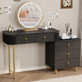 Royal Windsor Makeup Vanity Desk with Mirror and Lights, Black | The Side Cabinets can be Interchanged from Lleft to Right, 3 Color Touch Screen LED Mirror , 5 Drawers