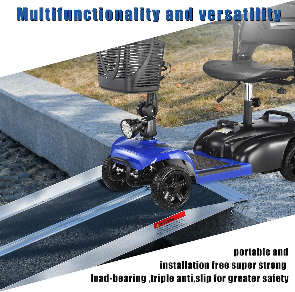 Portable Wheelchair Ramp 6ft, Double Non-Slip, Aluminum Collapsible Wheelchair Ramp, Home Threshold Ramp, YMINCGGM Manufacturing Load Capacity Up to 800lbs, Suitable for Doorways, Steps