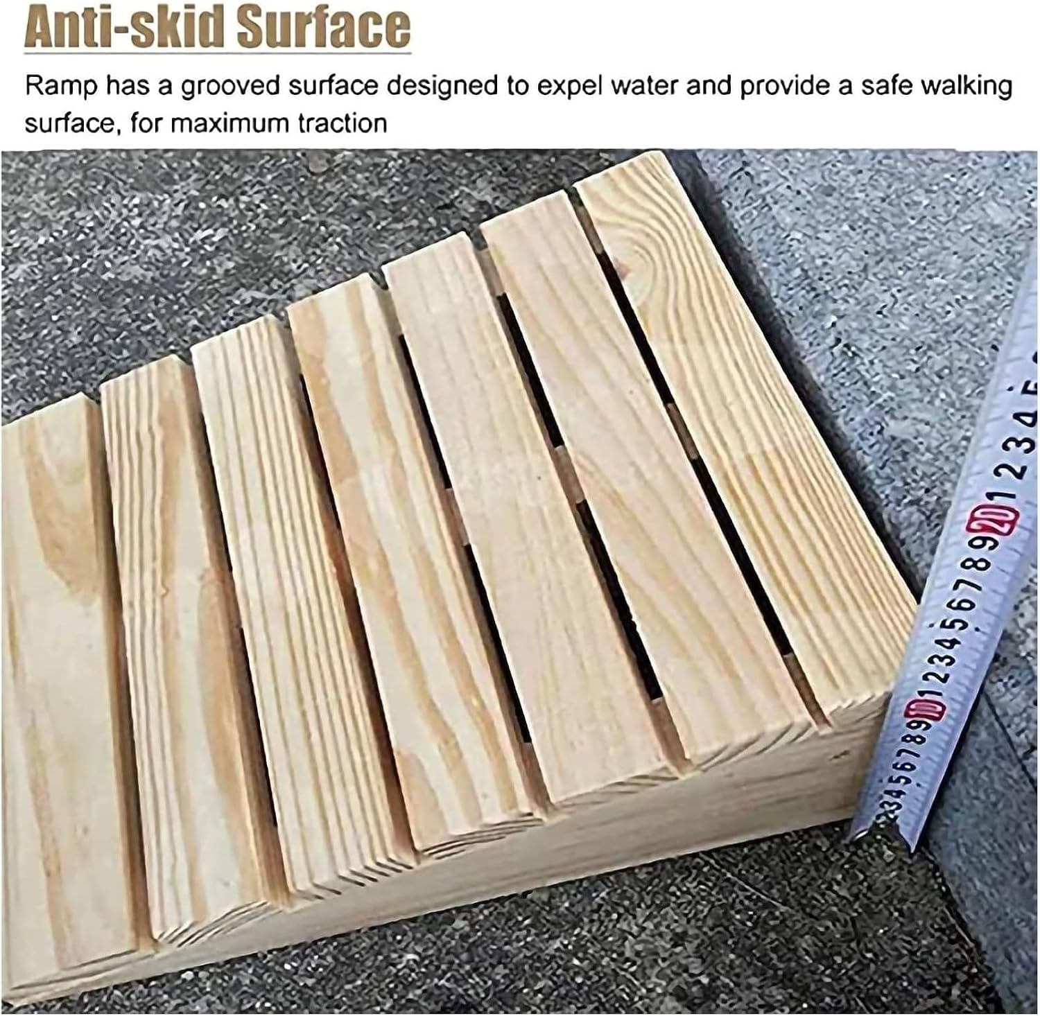 Wood Threshold Ramps for Doorway 6/5/4/3/2 Inch Rise, Non-Slip Surface Wooden Ramps for Home/Garden Step/Sheds Doors, Wheelchairs Transition Ramp (Size : 13.3x11.8x5.1inch/33.8x30x13cm