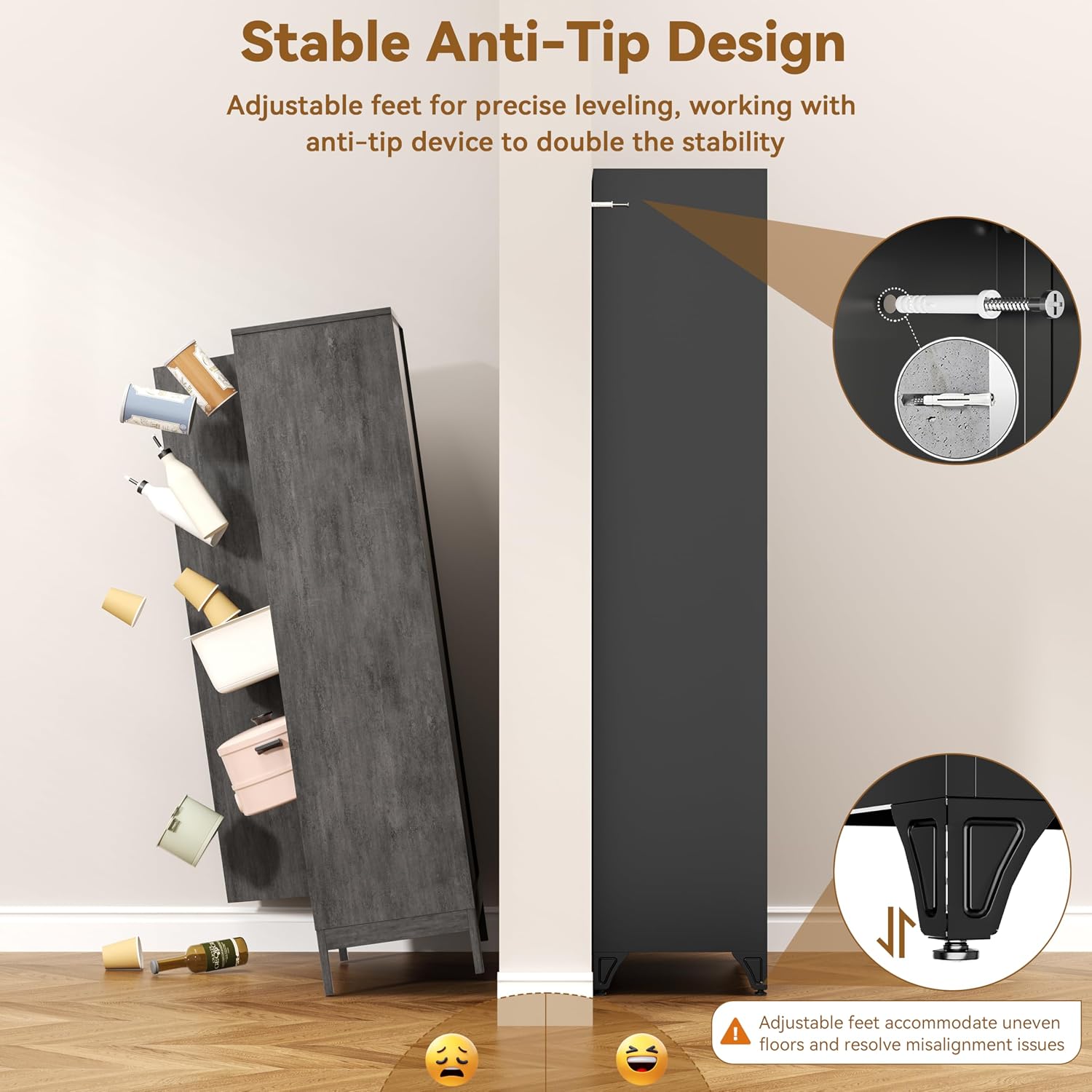 Polup 75' Metal Storage Cabinet with Doors and Shelves, Black Kitchen Pantry Cabinet, 6-Tier Freestanding Tall Storage Cabinet for Garage, Office, Bathroom, Laundry Room, Dining Room