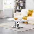Modern Marble Coffee Table, 47' White Silver Coffee Table with Mirrored I-Shape Stainless Steel Base, Faux Marble Rectangle Living Room Center Table Cocktail Tea Table for Home Office