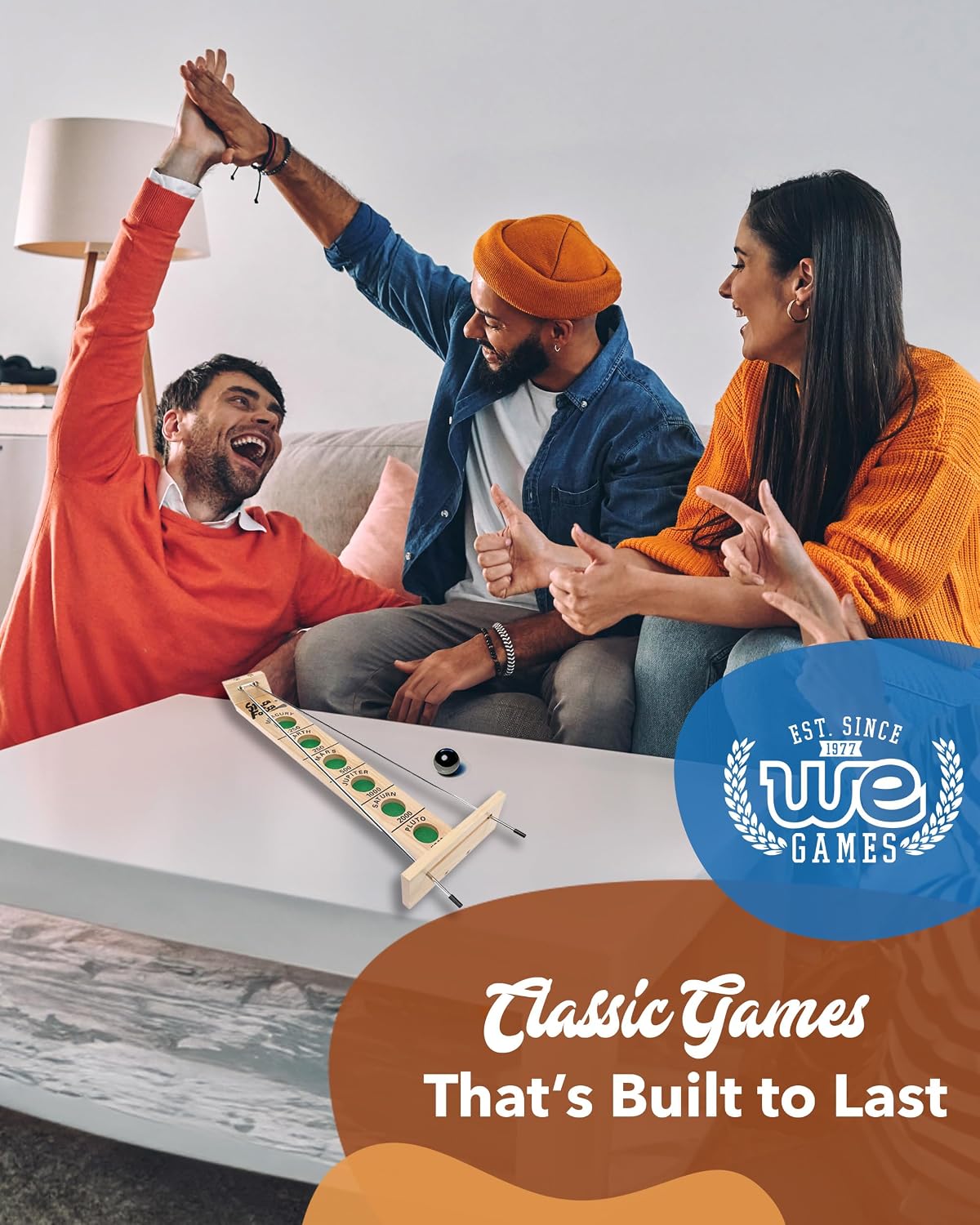WE Games Shoot the Moon Game (10 Count), Large 18 inch Size, Solid Natural Wood, Retro Games for Adults, Classic Table Top Board Game