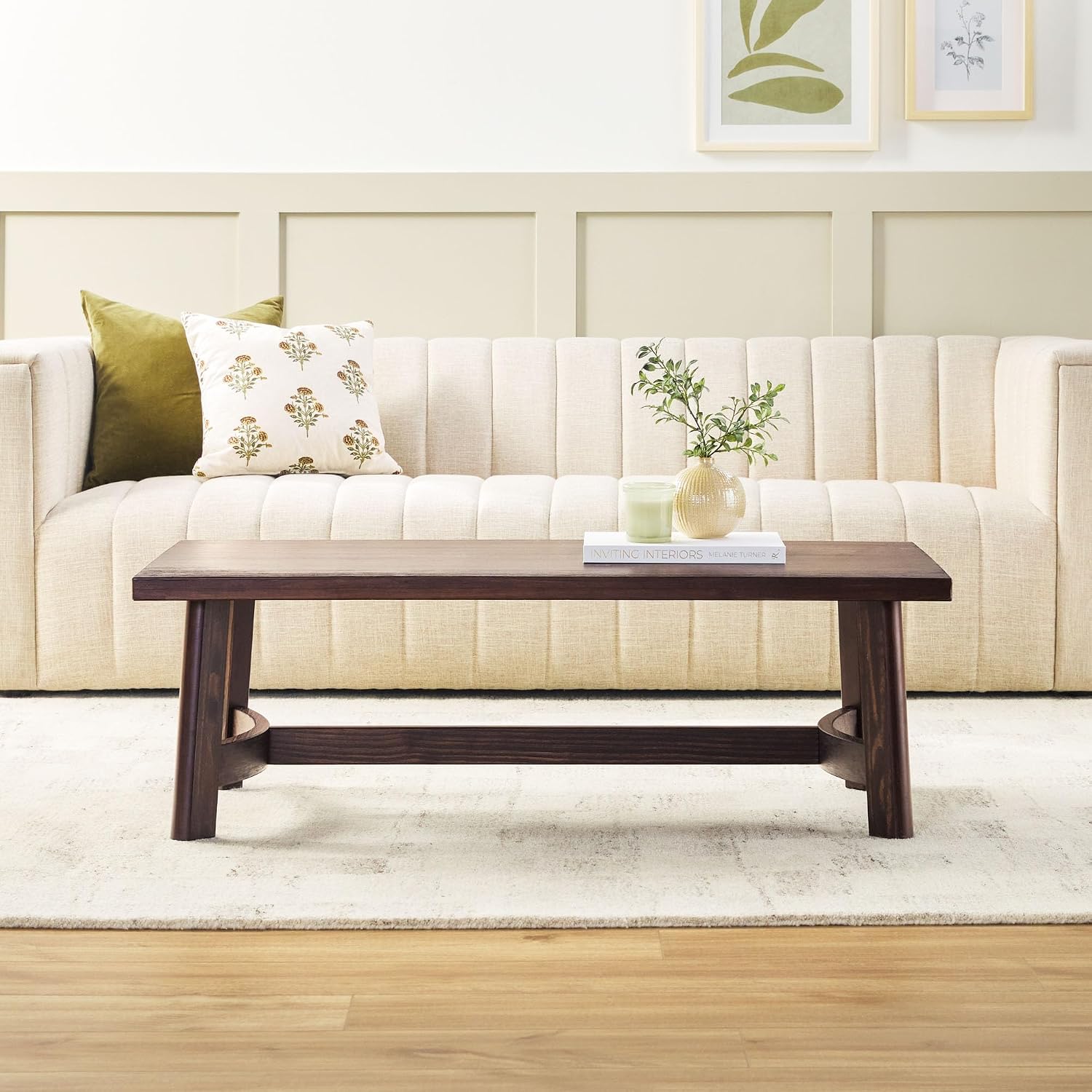Walker Edison Colt Modern Farmhouse Solid Wood Rectangular Coffee Table, 48 Inch, Espresso