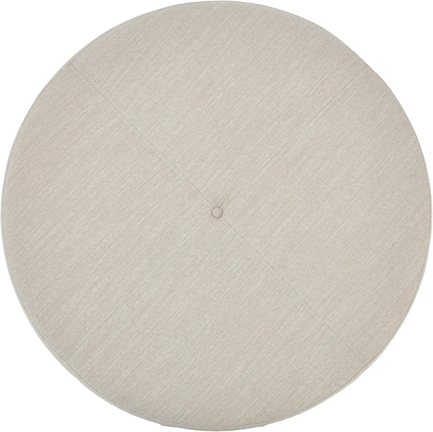 Christopher Knight Home Ladin Modern Round Ottoman Coffee Table, Fabric Upholstered Cocktail Ottoman for Living Room Sofa, Entryway Comfortable Footstool, Wooden Ottoman Foot Rest, Beige+Brown