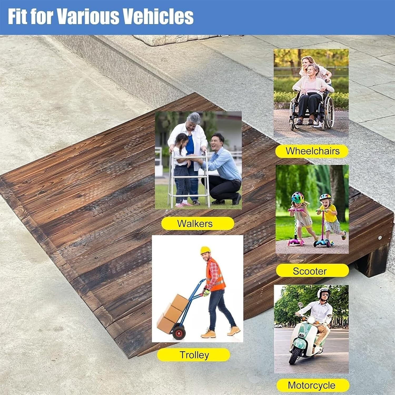 Threshold Ramp, Sturdy Portable Threshold Ramps for Wheelchairs 4 5 6 7 8 10 Inch Rise, Wood Portable Transition Slope Pad with Non-Skid Surface, for Doorways/Front Door/Garage(80x50x10cm/31.5x19.7x4i