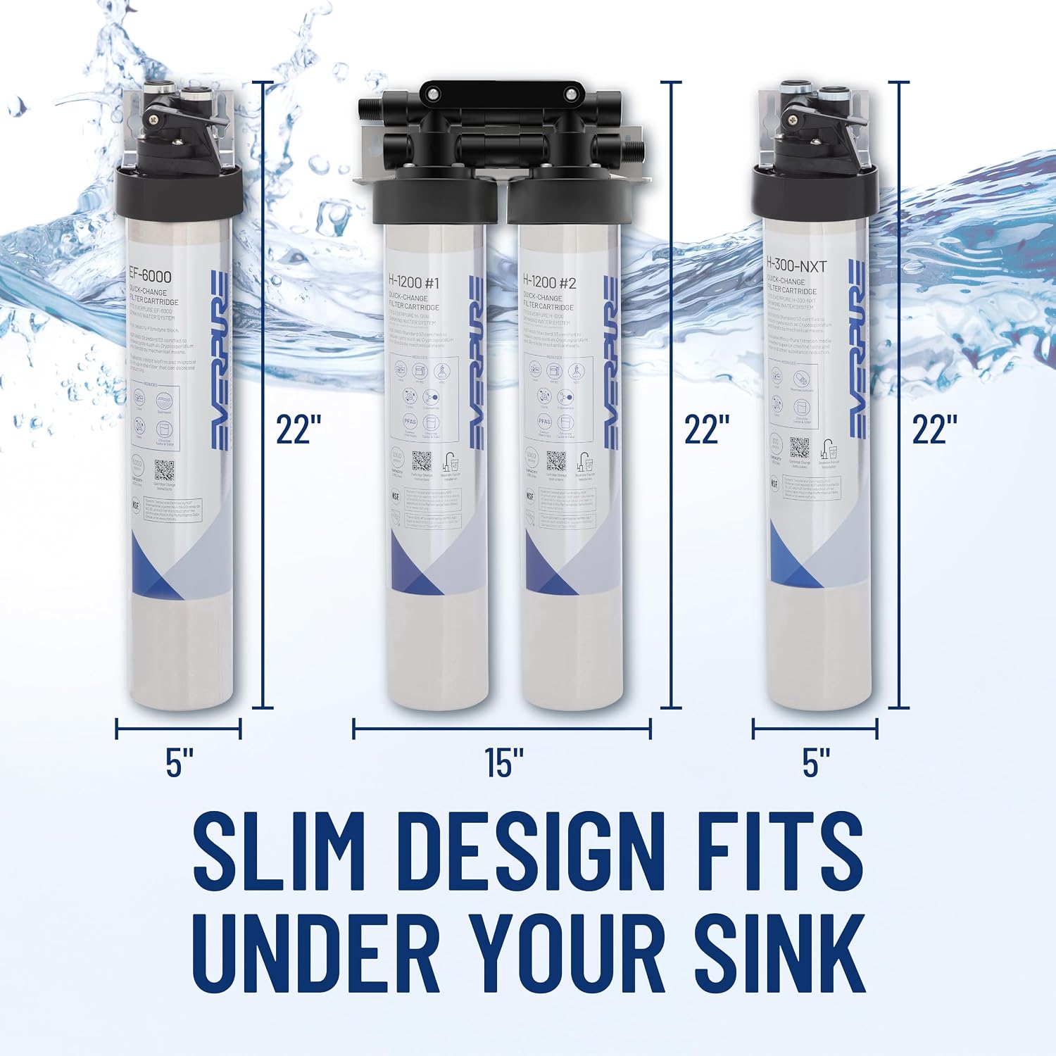 Pentair Everpure EF-6000 Quick-Change Filter Cartridge, EV985550, for Use in Everpure EF-6000 Full Flow Drinking Water System, 6,000 Gallon Capacity, 0.5 Micron