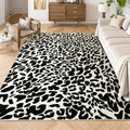 YIHOUSE Leopard Rug for Living Room, Black and White Cute Cheetah Print Rug Modern Washable Animal Printed Rugs for Bedroom, Girls Boys Dorm Room Nursery Room, Playroom, 6x9