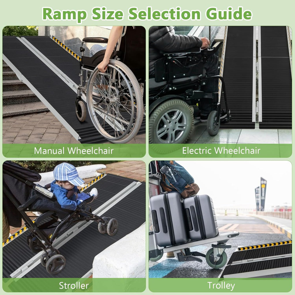 Goplus 5 FT Portable Wheelchair Ramp, Anti-Slip Folding Handicap Ramp w/Transition Plate, Reflective Warning Stickers, 600 LBS Threshold Ramp for Stairs, Doorways, Scooter, Trunk, Curbs, Garage