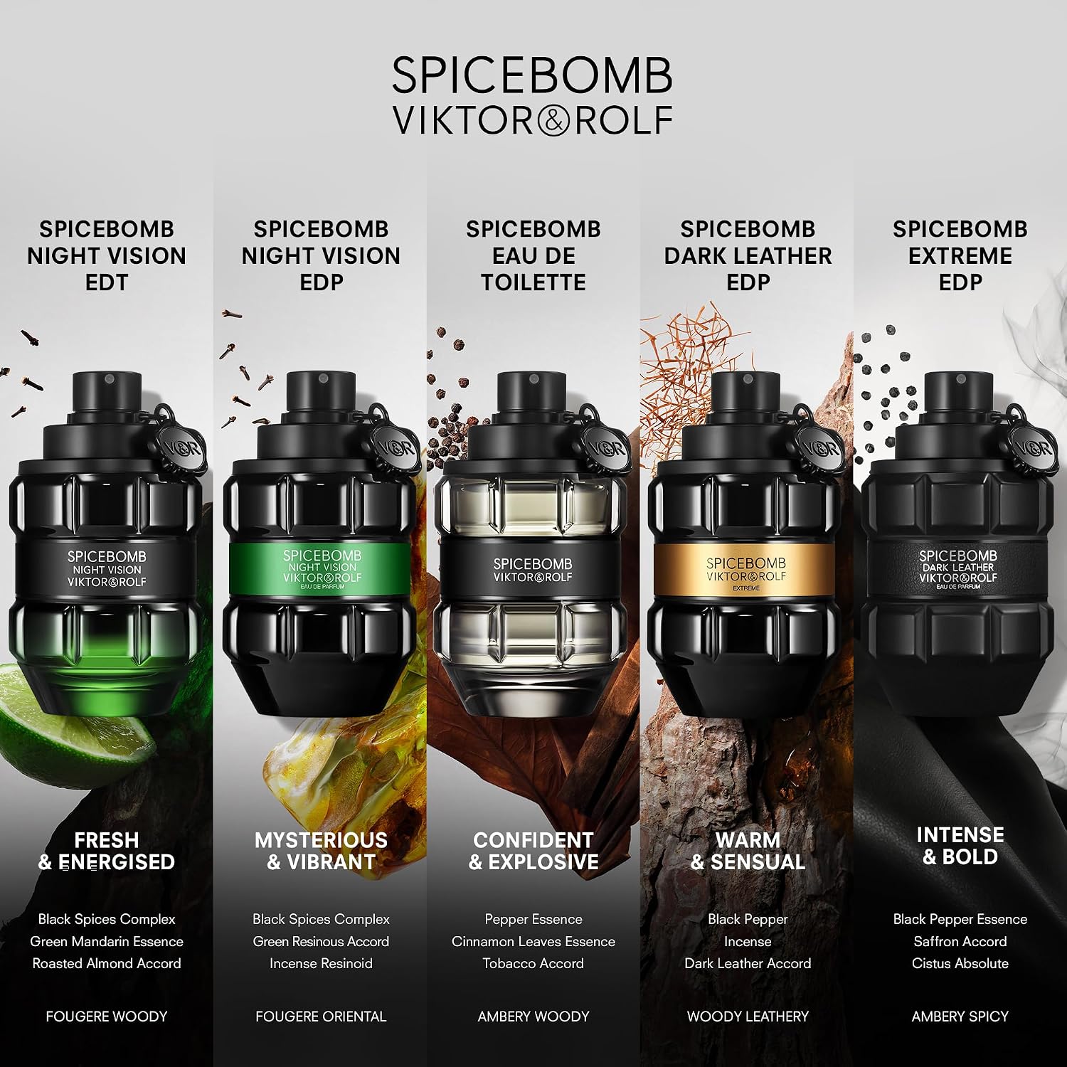 Viktor&Rolf - Spicebomb Eau de Toilette Extreme Men's Cologne Set - Woody & Spicy - With Notes of Citrus & Tobacco - 3 Fl Oz & 0.3 Fl Oz
