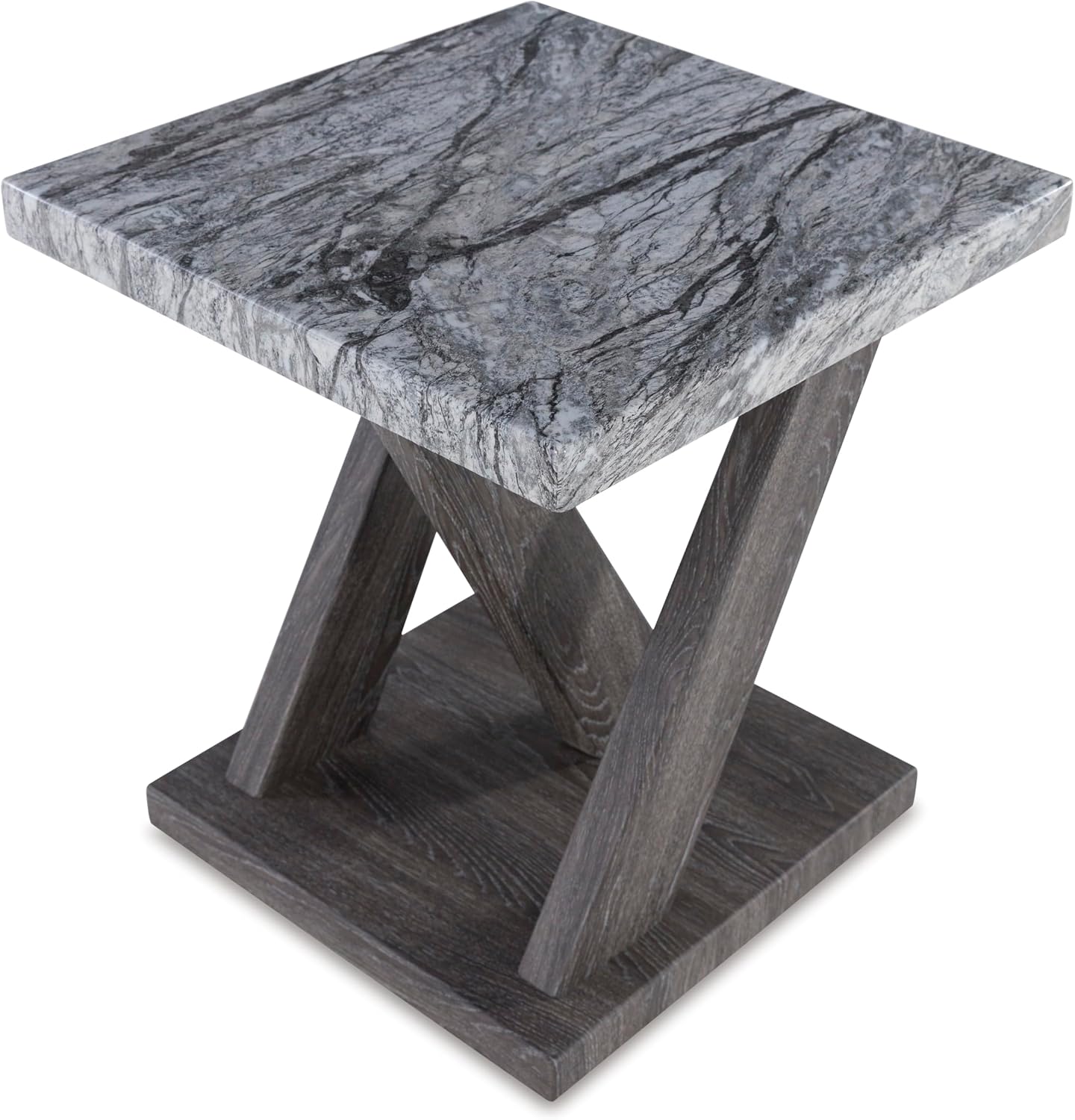 Signature Design by Ashley Bensonale Contemporary Occasional Table Set with Faux Marble Top and Casters, Set of 3, Gray & Dark Brown