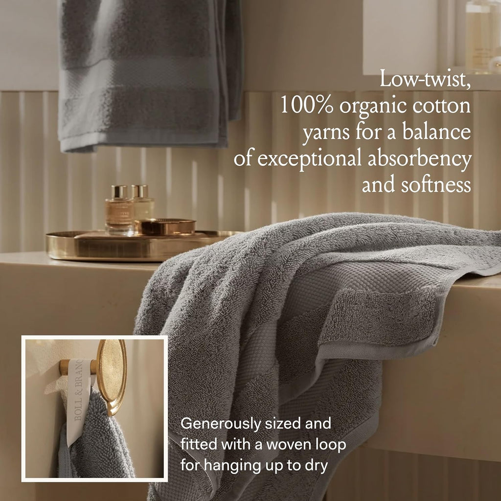 BOLL & BRANCH Plush Bath Sheet Set - Stone - 6 Piece - Includes 2 Oversized Bath Sheets, 2 Hand Towels & 2 Washcloths - 100% Organic Cotton - Ultra Soft & Luxurious - Quick Absorbing