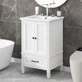 Bathroom Vanity with Sink, 20' Vanity Sink Cabinet with Ceramic Basin, 2 Doors and 1 Drawer, Free Standing Bathroom Storage Cabinet with Sink Combo Set, White