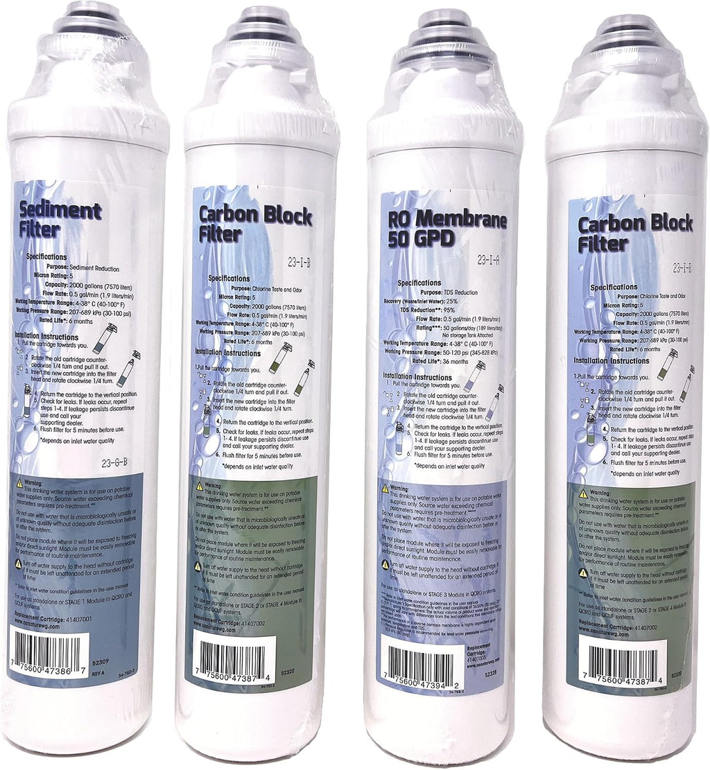 QCRO Complete Replacement Filter Kit 50 GPD for Pura/Aqua flo