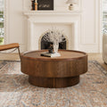 Round Coffee Table with Covert Storages Spaces 30.7' Modern Circle Center Table - Solid Wood Veneered for Living Room Study Balcony (B)