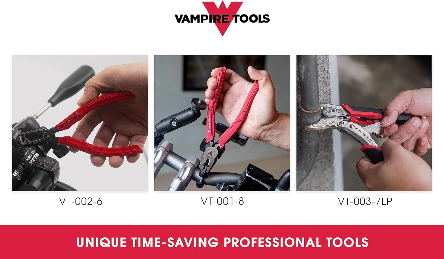 VAMPLIERS 3-PC Specialty Screw Extraction Pliers Set. Includes 8' PRO Linesman Pliers + JAWZ 7.5' Vise-Grip Locking Pliers + BRUTE 6.25' Black Oxide Finish Pliers: VT-002-S3B.
