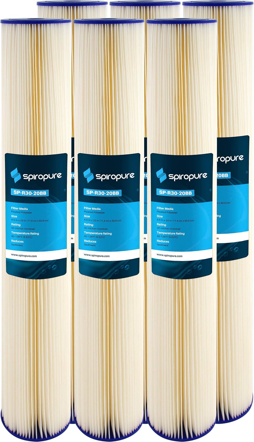 SpiroPure 20x4.5 30 Micron Sediment Water Filter SPC-45-2030 R30-20BB 6Pack
