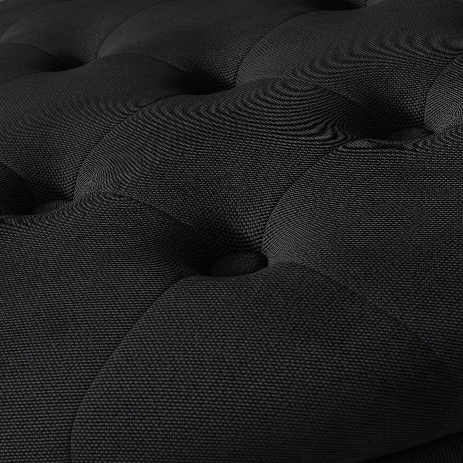 30 Inch Round Storage Ottoman,Modern Tufted Ottomans,Circular Coffee Table with Removable Top,Upholstered Large Ottoman with Storage Footrest Stool for Bedroom Living Room (Black)