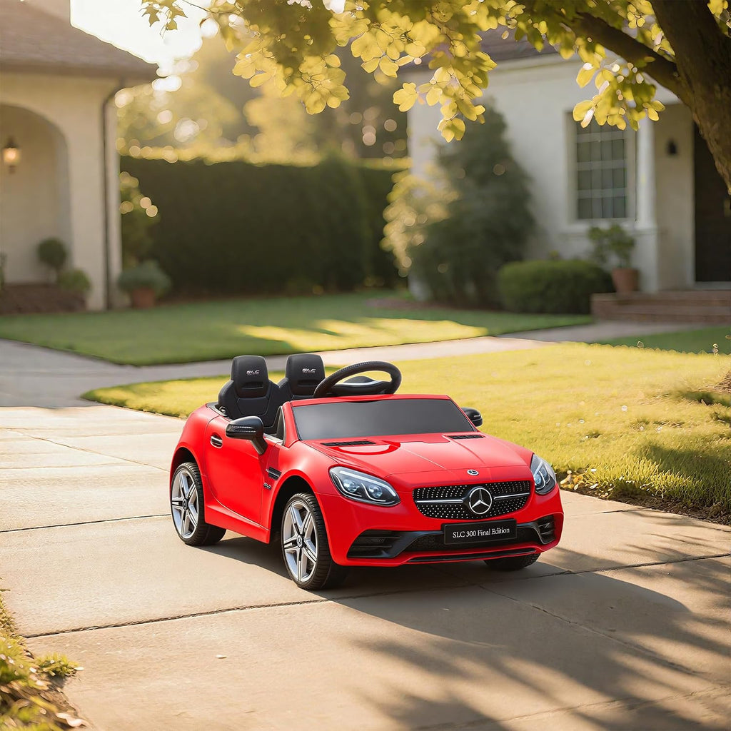 Aosom Mercedes SLC 300 Licensed 12V Ride On Car for Kids with Remote Control, 2 Speeds, Battery Powered Kids Electric Car with Music, Lights, Suspension for 3-6 Years Old, Red