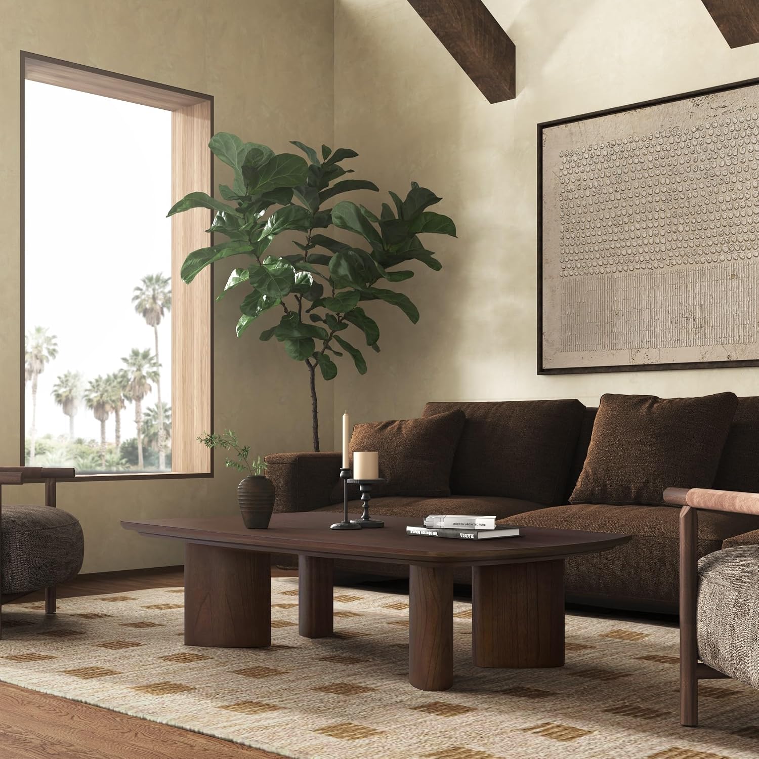 SAFAVIEH Couture Collection Barnard Walnut Rectangle Solid Wood Coffee Table