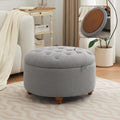 WUTUTUEE 30Inch Round Storage Ottoman with Tray, Modern Tufted Fabric Circle Coffee Table with Storage, Upholstered Ottoman with Removable Top for Living Room, Bedroom, Light Grey