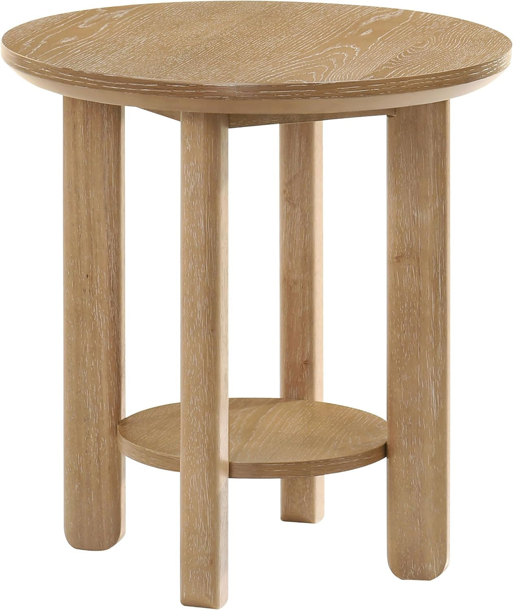 Coaster Home Furnishings - Ottowa - Wood - 3-Piece Coffee Table Set with Rounded Shapes, Thick Cylindrical Legs, Open Shelves and Transitional Style - Living Room - Light Oak - 706298-S3
