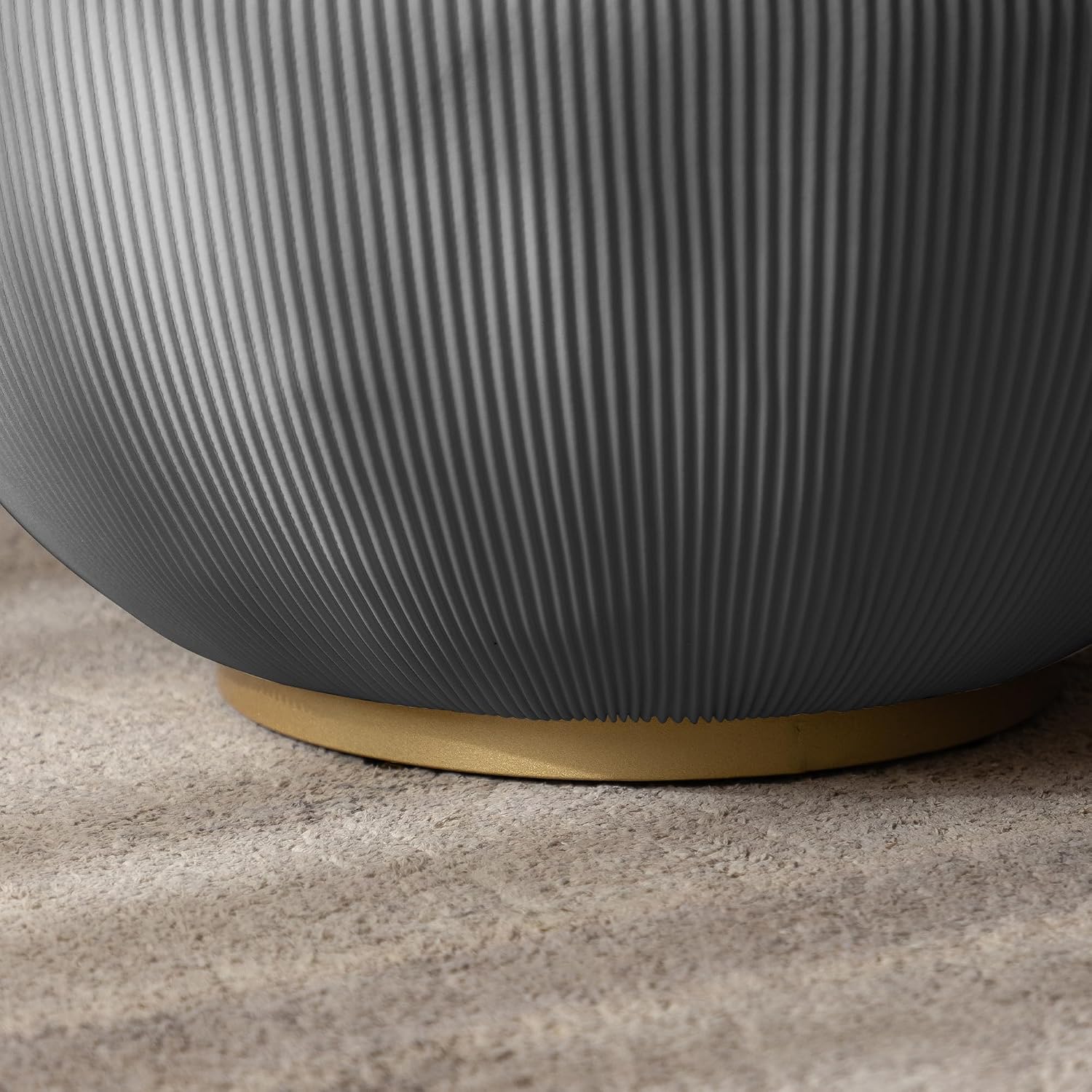 29.53' Round Coffee Table, Modern Cocktail Tables with Decorative Vertical Texture, 29.53 inch Grey Bowl Center Tables, Accent Sintered Stone Coffee Table for Living Room Apartment Office
