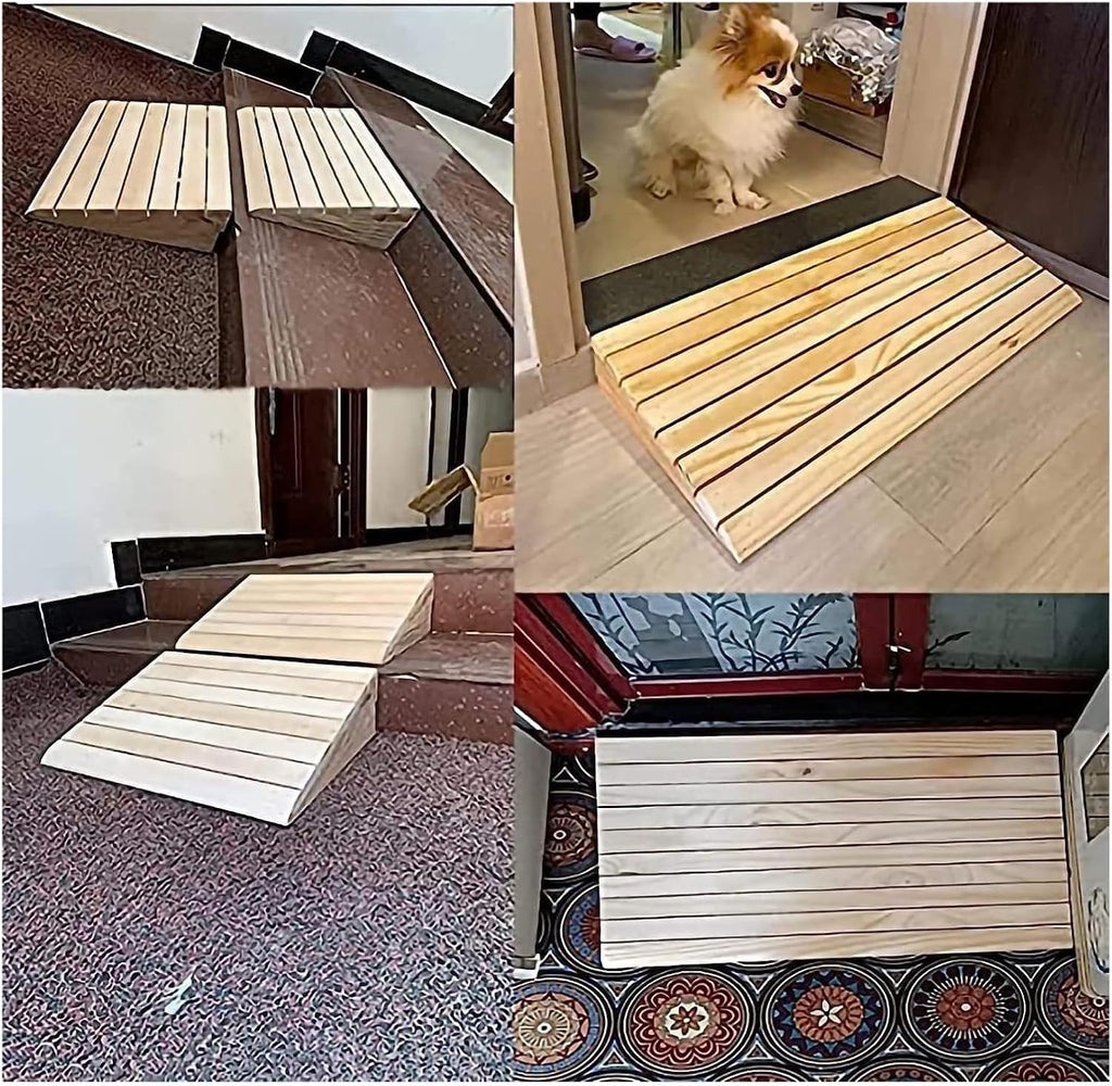 2-6in Rise Wood Threshold Ramp for Home/Front Door/Yard/Doorways, Wheelchairs Walkers Car Motorcycle Entry Steps Transition Ramp, with Anti-Slip Surface (Size : 30.8x30x8cm/12.1x11.8x3.1in