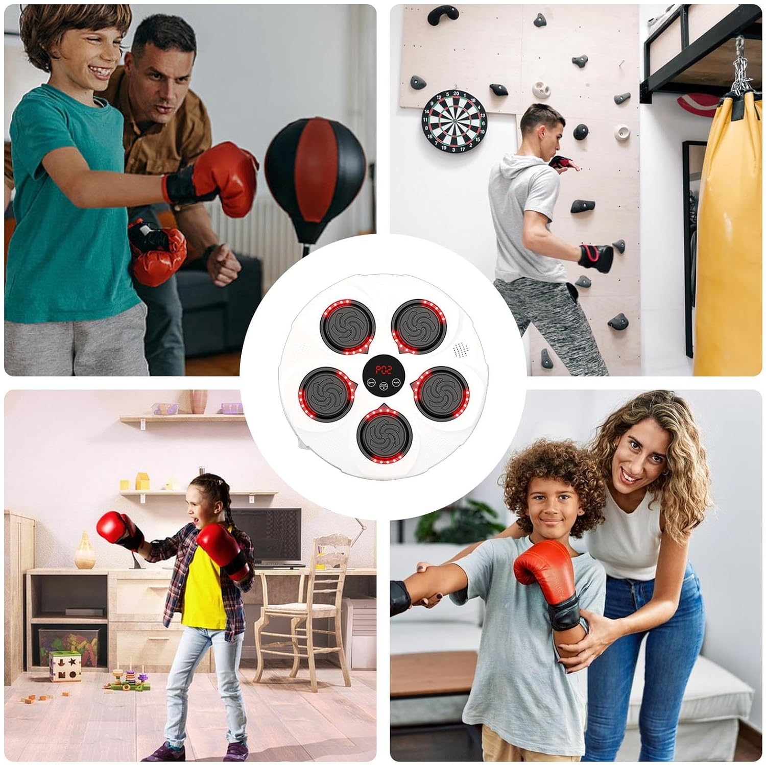 Electronic Boxing Trainer with Boxing Gloves, Smart Wall Strike Machine, Electronic Music Boxing Machines, Training Machine, Speed Adjustable Punch Equipment