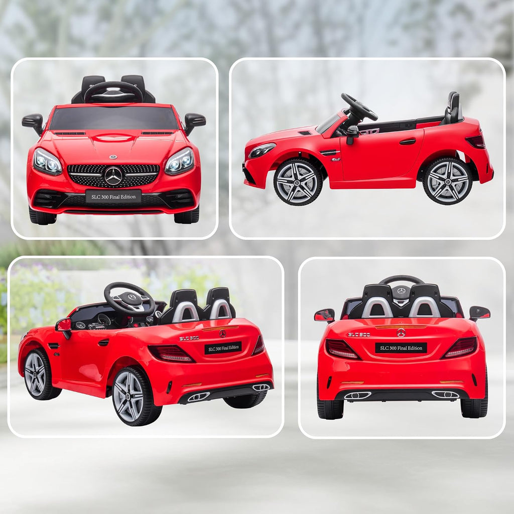 Aosom Mercedes SLC 300 Licensed 12V Ride On Car for Kids with Remote Control, 2 Speeds, Battery Powered Kids Electric Car with Music, Lights, Suspension for 3-6 Years Old, Red
