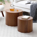 Nesting Coffee Table Set of 2, Modern Nesting Side Table End Table Set Small Round Accent Tables for Small Spaces Wood Circle Coffee Table for Living Room Bedroom Office