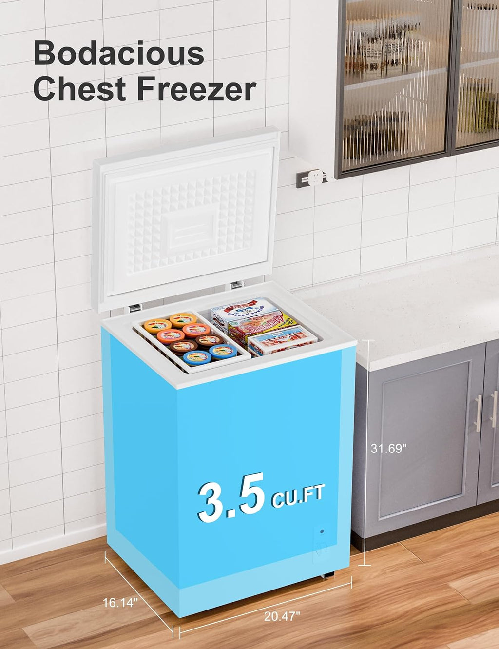 3.5 Cu.Ft Compact Chest Freezer Energy Saving & Ultra-Quiet, with Removable Basket, 6-Temp, Manual Defrost Drain, Top Open Door Deep Freezer for Apartment, Dorm, Kitchen, White