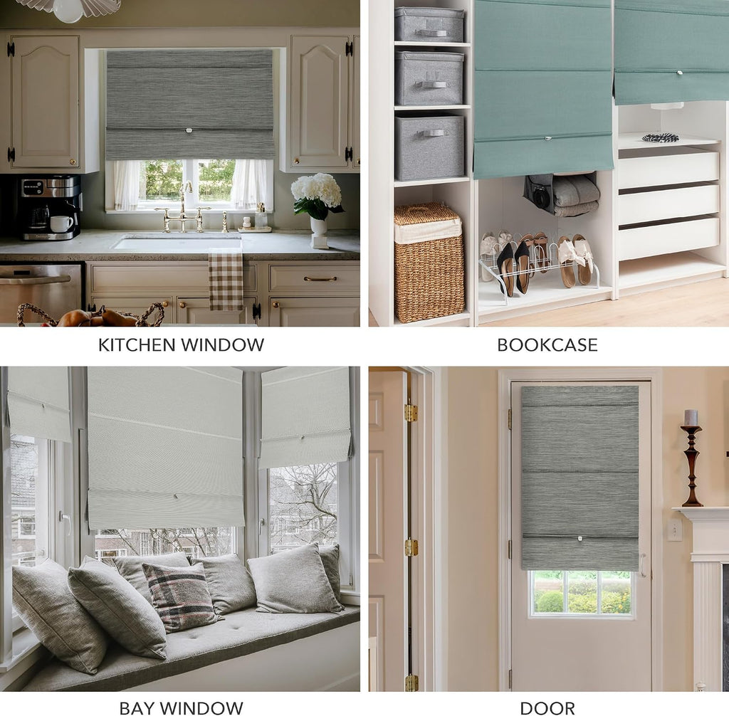 GoDear Design 99.99% Blackout Magnetic Roman Shades for Windows, No Drill Cordless Woven Fabric Blinds for Bedroom & Living Room, Thermal Insulated Door Window Curtains & Blinds, 35' W x 65' L, Iron