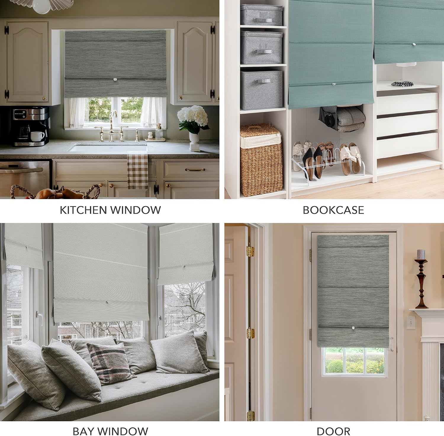GoDear Design 99.99% Blackout Magnetic Roman Shades for Windows, No Drill Cordless Woven Fabric Blinds for Bedroom & Living Room, Thermal Insulated Door Window Curtains & Blinds, 35' W x 65' L, Iron