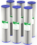 50 Micron 20-Inch Heavy Duty Whole House Water Filter Replacement Cartridge, Pleated Sediment Water Filters 4.5' x 20' for Well Water, Compatible with ECP5-20BB, R30-20BB, SPC-45-2050, 6 Pack