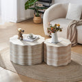 23.6''+26.7'' Set of 2 Faux Mars Pattern Round Coffee Tables, Modern Mini Side Tables Accent End Table for Apartment, Office, Living Room, (Beige Brown)